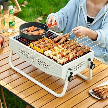 折疊烤肉爐 戶外木炭烤肉爐 便攜式小型 BBQ 烤架 戶外輕煙碳烤爐 露營家用燒烤架 兩用燒烤爐