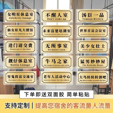 【台灣出貨】🔥房間門牌 客製化門牌 門牌製作 女明星休息室搞笑宿捨寢室門牌臥室門貼亞剋力材質鏡麵金送不幹膠