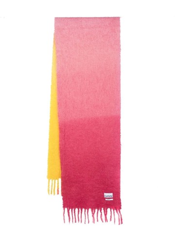 GANNI - gradient mohair-blend scarf - women - Mohair - One Size - Yellow