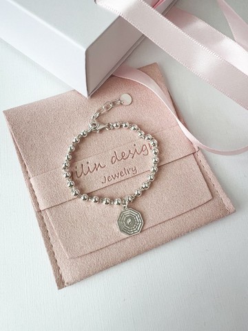 平安八卦單墜純銀手鍊- 可刻字款-寶寶手鍊-彌月禮 生日禮物