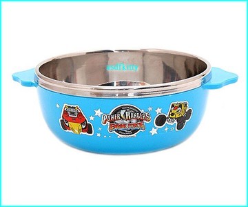 asdfkitty可愛家☆特攝英雄金剛戰士火鳥車雙耳防燙不鏽鋼碗-M號/學習碗-韓國製