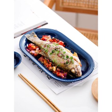 LePantry2026新款高級感家用陶瓷蒸魚盤子微波爐裝魚碟橢圓形菜盤