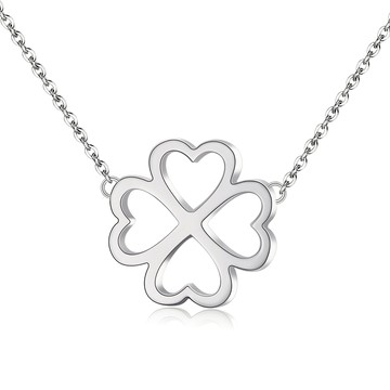 幸運草項鍊．白鋼．銀色．簡愛系列