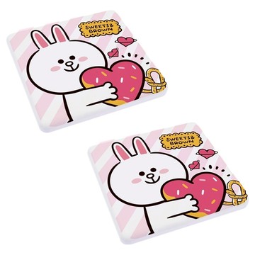 收納王妃 LINE休閒款彩繪杯墊 2個  愛心兔兔 白色 + 粉紅色  10 x 10 x 0.9cm
