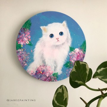 原畫作│貓與繡球花-1