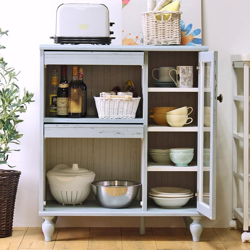 カントリースタイル フラップキャビネット 食器棚/収納棚 W60