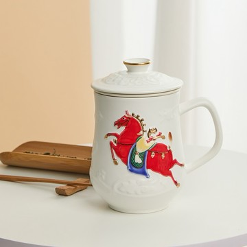 [快速出貨]【乾唐軒ACERA】新品上市 | 馬上如意三件杯 / 附茶漏 / 牙白彩釉金 460ml