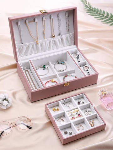 首飾盒大容量手飾品高檔網紅收納盒耳環耳釘耳飾項錬結婚珠寶盒【摩可美家】