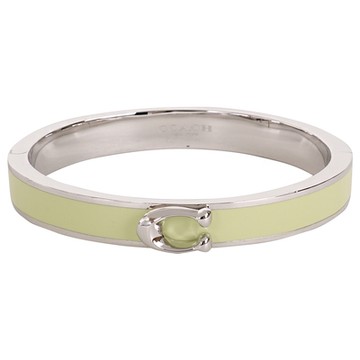 COACH 銀字母 C標誌不銹鋼磁釦手環(淺綠ｘ銀）