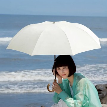 日本 霜山 復古竹柄8骨晴雨兩用摺疊傘(附收納提袋) - 知性綠