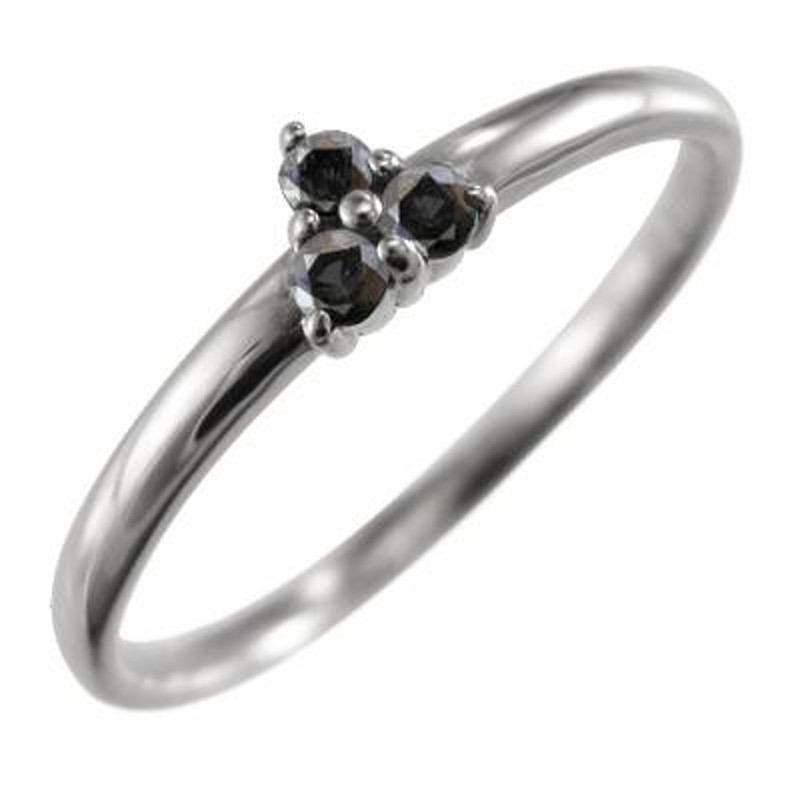 指輪 3ストーン ブラックダイアモンド Pt900 4月誕生石 | LINEショッピング