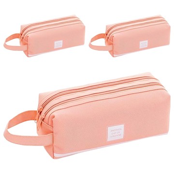 日系帆布筆袋 牛津布 大容量收納  粉色  1組