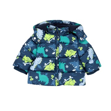 恐龍運動員-滿版恐龍動帽防潑水舖棉長版外套