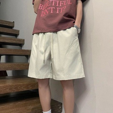 運動短褲  休閒褲 運動男士夏季美式跑步健身褲子潮休閒五分闊腿灘短褲0614