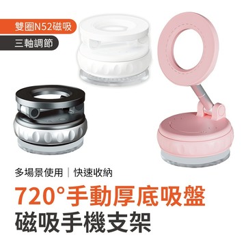 SHOWHAN 720度手動厚底吸盤N52磁吸 車用支架 手機支架 XFH-CCC7 台灣現貨 隔日店到店 桌面支架