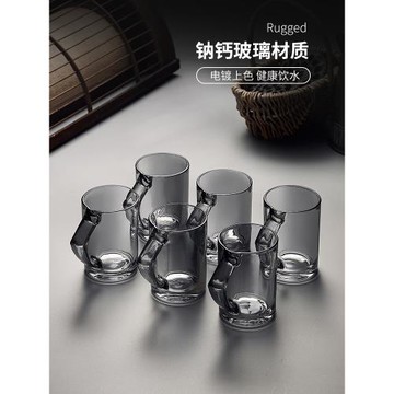 玻璃杯套裝家用耐熱帶把手辦公室水杯茶杯客廳待客喝水杯子高顏值