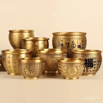 🙏🏻紫南宮過爐 開光🔥黃銅浮鵰百福缸家居擺件福字裝飾品辦公桌麵家居玄關禮品工藝品 A8HD