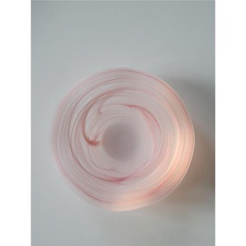 人間開花 原創粉白色云霧霧面波浪玻璃磨砂家用沙拉碗果盤Y