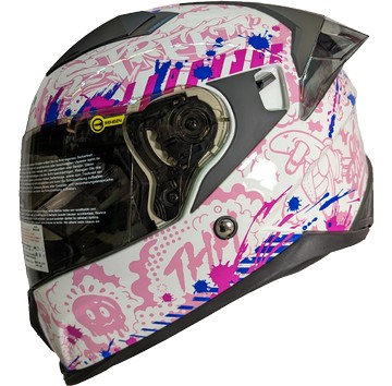 thh t840b banana 芭娜娜 白/粉藍 雙鏡片 小帽體全罩安全帽