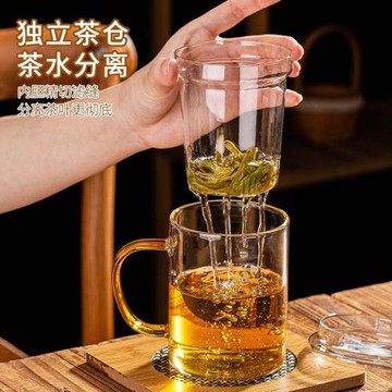 耐熱玻璃杯茶杯家用茶水分離杯子泡茶杯水杯男辦公室女過濾茶道杯