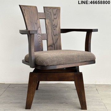 免運 開立發票 餐椅 洽談椅 高腳椅 沙發椅 吧台椅 拍攝椅 道具椅 外貿出口日本純實木轉椅餐椅靠背椅子電腦帶扶手原創爆款日式復古