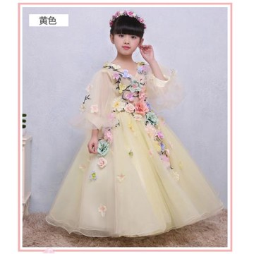 花仙子生日走秀蓬蓬紗裙兒童禮服