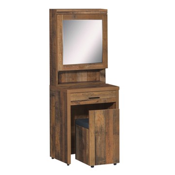 文創集 唐納2尺開合鏡面鏡台/化妝台組合(二色可選+含化妝椅)-60x40.5x155cm免組