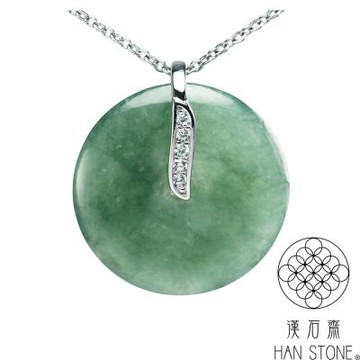 【漢石齋】天然翡翠A貨 平安扣玉佩吊墜 冰糯種飄花(20*20*4mm以上)