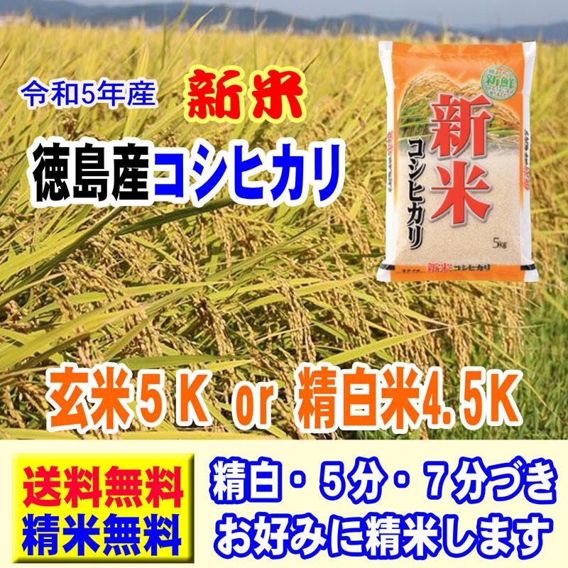 新米 令和5年産 徳島産 コシヒカリ 5kg 阿南指定 送料無 料 玄米 白米 7分づき 5分づき 3分づき オーダー精米