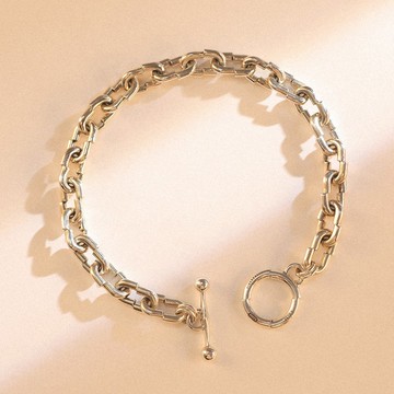 錯位感扣環拋光手鏈silver925