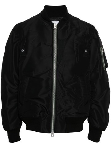 sacai - embroidered-patch bomber jacket - men - Acrylic/Nylon/Wool/Polyester/Polyester/Rayon/Polyurethane - 3 - Black
