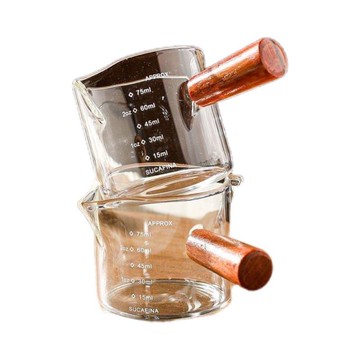 【叮噹精品 小巧收納】木柄小奶杯 奶盅杯 玻璃量杯 奶精杯 牛奶杯 咖啡杯 濃縮杯 玻璃醬汁杯 醬料杯 玻璃杯 濃縮咖啡