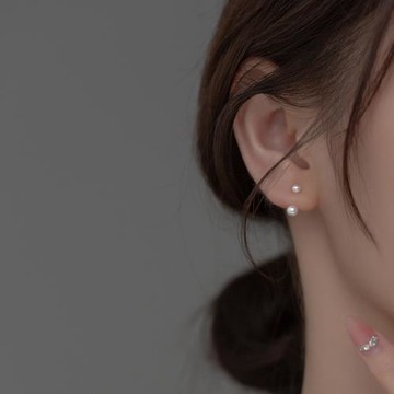 后掛式珍珠耳飾s925純銀小巧耳釘女一式兩戴設計新款網紅簡約耳環
