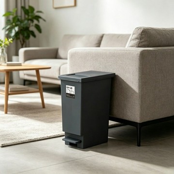 日本TONBO  UNEED系列推蓋踩踏雙用型垃圾桶-純色系20L