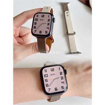 適用蘋果手表帶雙釘撞色小蠻腰皮質apple watchS10百搭iwatch96se