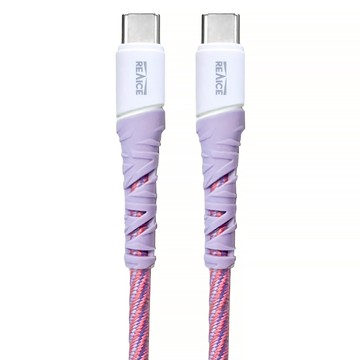REAICE 台陞科技 Type-C to Type-C 60W快充 耐磨編織充電線/傳輸線  120cm  紫櫻  1條