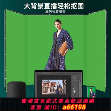 【台灣公司 可開發票】加厚綠幕大屏背景布摳像攝影背景架屏風式幕布抖音直播間背景墻