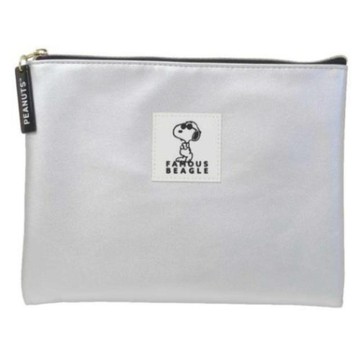 小禮堂 Snoopy 史努比 皮質扁平收納包 (銀色墨鏡款)