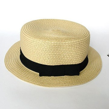 PS MALL草帽 平頂帽 防曬帽子 2入(沒蝴蝶結-顏色隨機出貨)