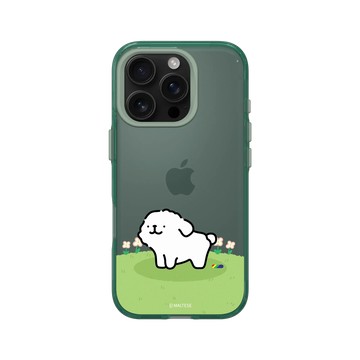 iPhone 16 Pro Clear 憂墨綠 - Maltese線條小狗 - 彩虹生成中
