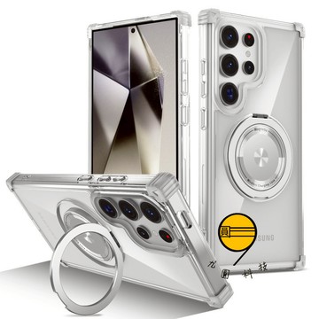 360旋轉磁吸支架 四角氣囊防摔 適用 三星 S26 S25 Edge Ultra S24 S23 Plus 手機殼