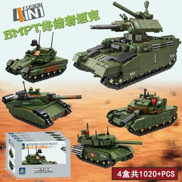 開智84142軍事4合1現代裝備坦克組裝模型男孩子拼裝積木玩具禮物