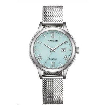 CITIZEN 星辰 LADYS簡約光動能錶-綠色-女錶(EW2621-75M)31.5mm