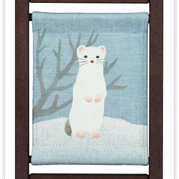 京都手繪亞麻畫框-雪貂