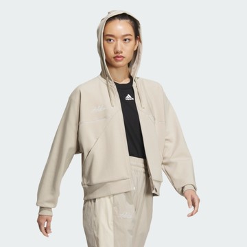 ADIDAS RCO KN JKT 女 保暖 奶茶色 連帽外套 穿搭 IP7094