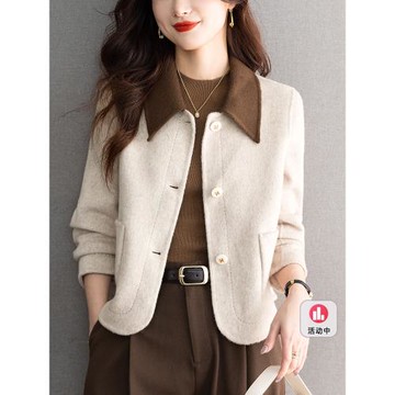 小香風短款雙面羊絨大衣女士秋冬2024新款小個子高級感毛呢子外套