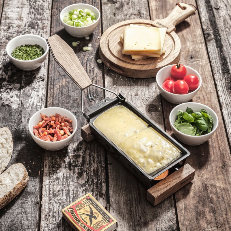 Boska Raclette Set for Cheese Melting, 8 Individual Pans, Scrapers Included  on Food52