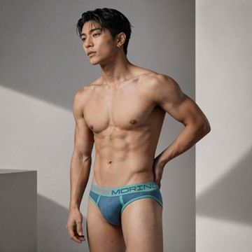 MORINO 經典緹花運動三角褲 緹花半透明 質感設計 男內褲/藍色 (MO2318)