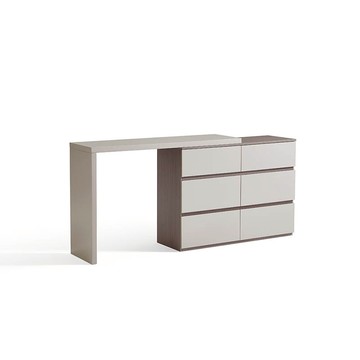 hoi! 林氏木業簡約雙色抽屜櫃可伸縮化妝桌 OV3C-灰色