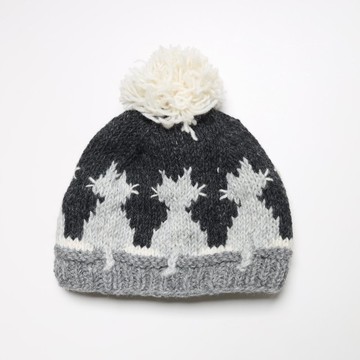 童/成人/現貨/灰白貓咪白毛球立體尾巴純羊毛線手工編織全襯防風